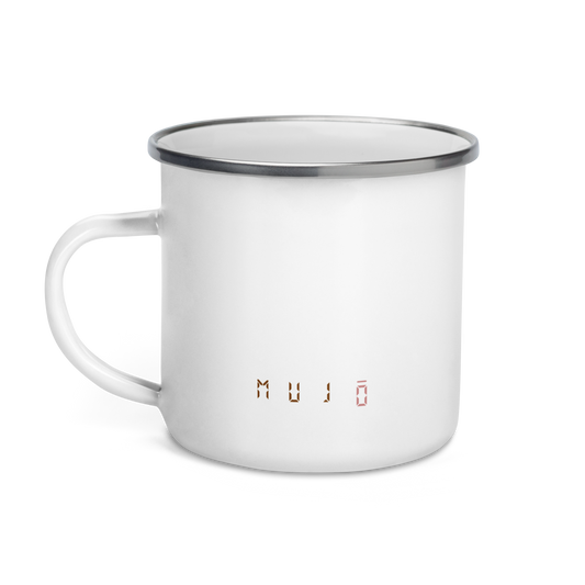 m u j ō | wordmark enamel drinking vessel