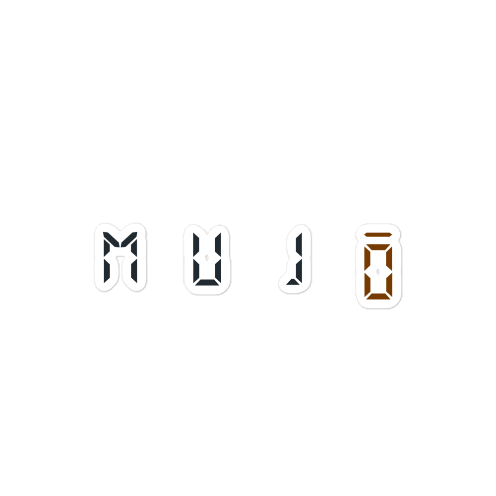 m u j ō | wordmark | charcoal + walnut | sticker