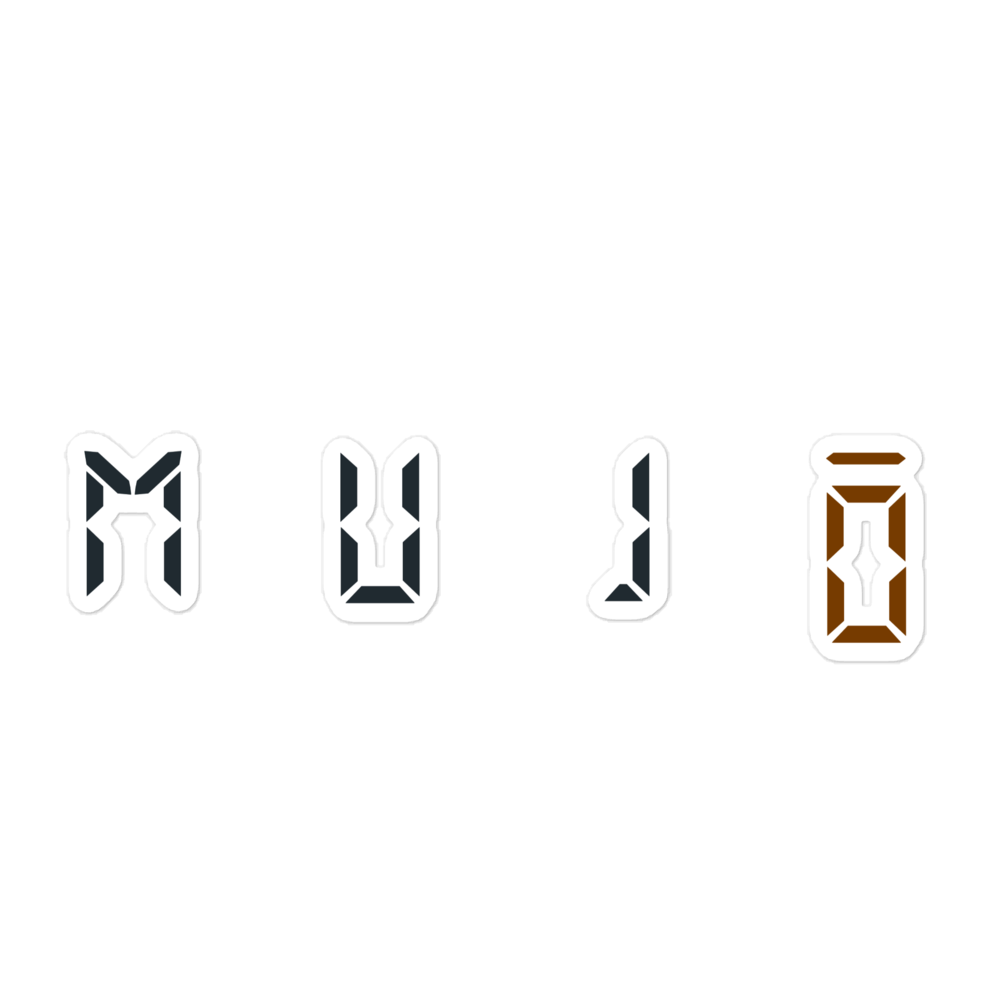 m u j ō | wordmark | charcoal + walnut | sticker