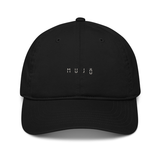 m u j ō | wordmark dad hat | black