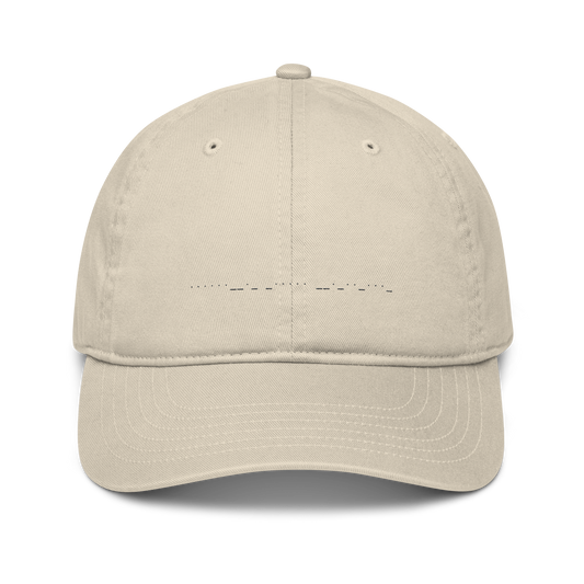 hunt the quiet | morse code dad hat | taupe